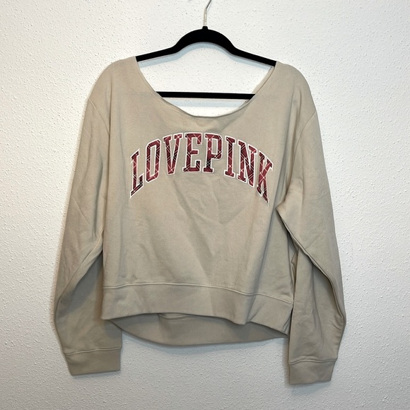 PINK Victoria's Secret Sweaters - Victorias Secret Pink “Love Pink” Tan and Red Plaid Sweater Size XXL NWT